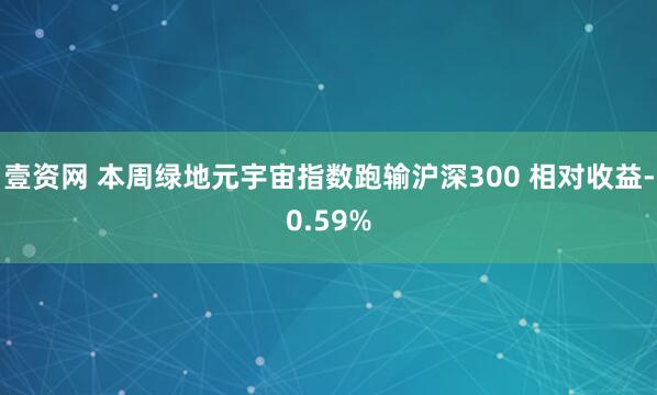壹资网 本周绿地元宇宙指数跑输沪深300 相对收益-0.59%