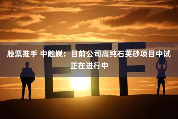 股票推手 中触媒：目前公司高纯石英砂项目中试正在进行中
