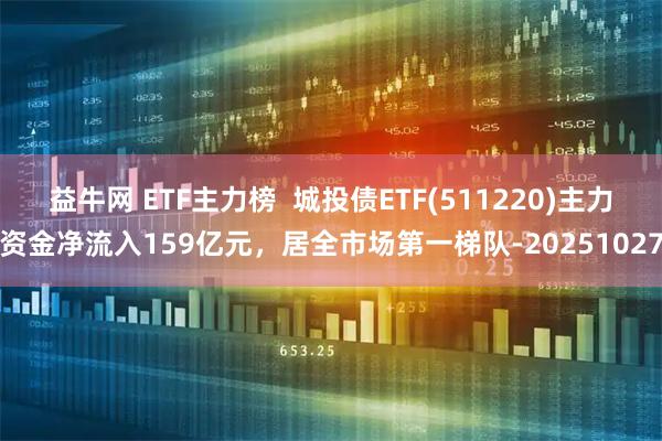 益牛网 ETF主力榜  城投债ETF(511220)主力资金净流入159亿元，居全市场第一梯队-20251027